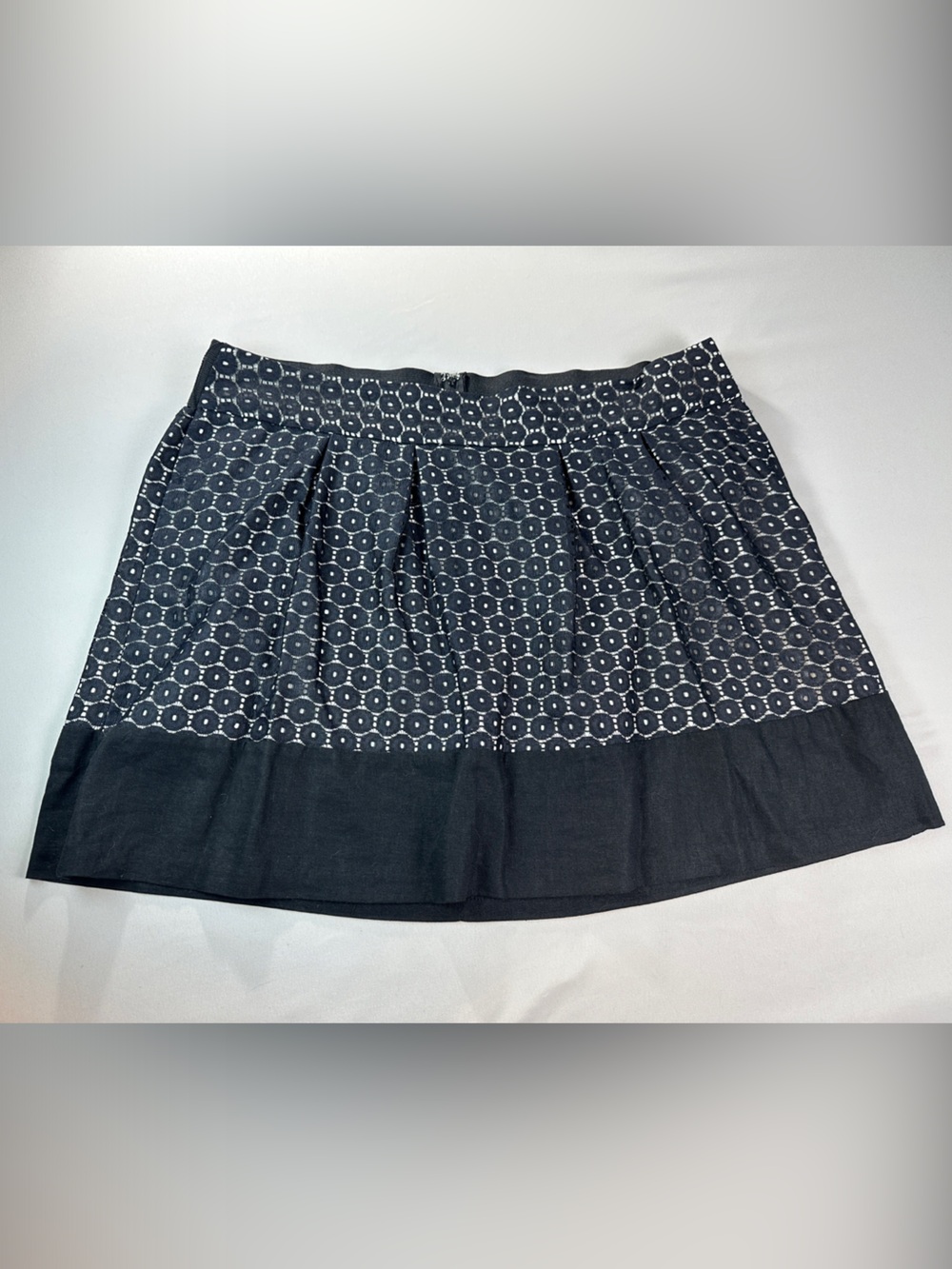 Maurices Skirt XXL Short Black Geometric Lace Pleated A-Line Lined